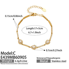 Geometric Cubic Zirconia Station Chain Bracelet