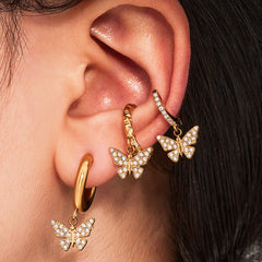 Cubic Zirconia Butterfly Charm Earrings