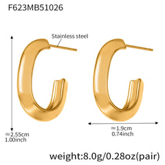 18K Gold-Plated Grooved U-Hoop Earrings