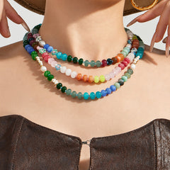 18K Gold-Plated Natural Stone and Freshwater Pearl Necklace