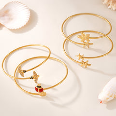 Gold-Tone Ocean or Insect Open Cuff Bracelet