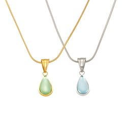 Glass Teardrop Pendant Necklace