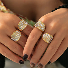 18K Gold-Plated Sparkling Dome Ring