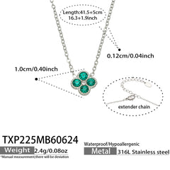 Color Four-Petal Cubic Zirconia Necklace and Earrings