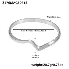 Wave & Geometric Stainless Steel Cuff Bracelets