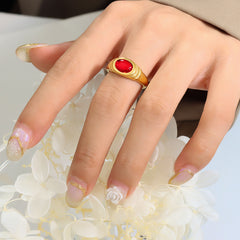 Faceted Red or Green Stone Necklace or Ring