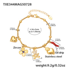 Heart & Flower Charm Necklace, Bracelet & Pendants