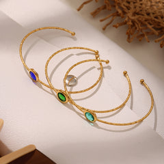 Faceted Czech Glass Open Cuff Bracelet