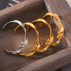 18K Gold-Plated Hammered Open Cuff Bracelet