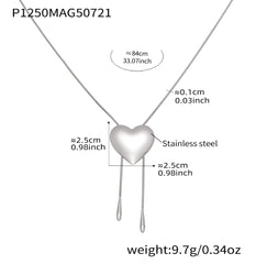 Sliding Heart Long Chain Necklace
