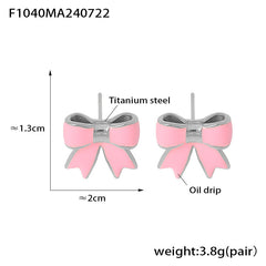 18K Gold-Plated Enamel Bow Stud Earrings