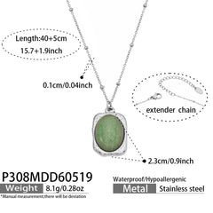 Oval Natural Stone Pendant Necklace