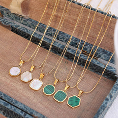 Geometric Shell & Acrylic Pendant Necklaces