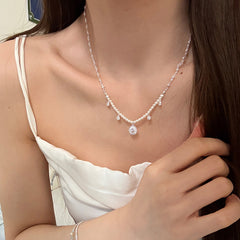 Nadine Vintage-Inspired Pearl Tassel Choker Necklace