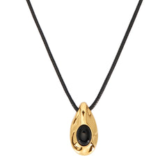 Nadine Black Agate Teardrop Necklace
