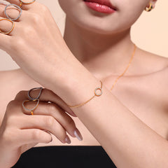 Cubic Zirconia Circle Necklace, Bracelet & Ring