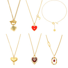 Geometric and Heart Pendant Necklace Collection