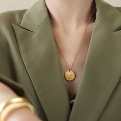 18K Gold-Plated Cartoon Coin Pendant Necklace