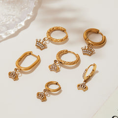 Crown Charm Hoop Earrings