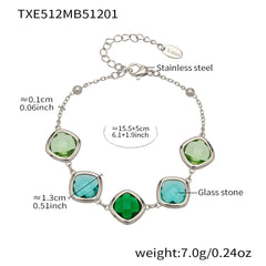 Faceted Glass Stone Necklace, Bracelet & Earrings
