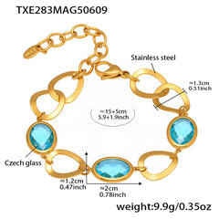 Faceted Glass Oval Link Bracelet