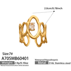 Glass Accent and Open Heart Statement Rings