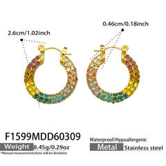 Rainbow Cubic Zirconia Hoop Earrings