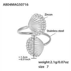 Ocean Motif Cubic Zirconia Open Ring Designs