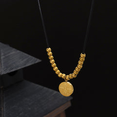 Engraved Coin Cord Necklace