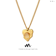Cat-Eye Accent Heart Pendant Necklace