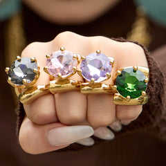 Colorful Cubic Zirconia Sculptural Ring