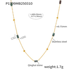 Natural Stone Rectangle Bead Necklace