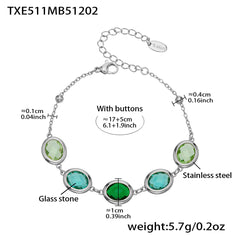 Faceted Oval Glass Stone Necklace, Bracelet & Earrings