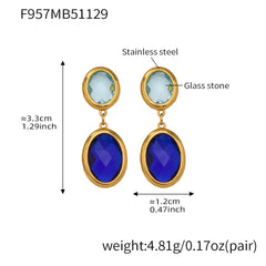 Faceted Oval Glass Drop Earrings