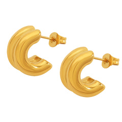 Double-Layer Sculptural C-Hoop Earrings