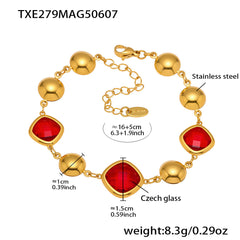 18K Gold-Plated Faceted Glass Link Bracelet