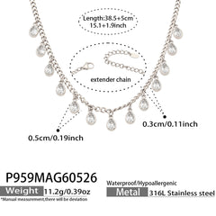 18K Gold-Plated Cubic Zirconia Drop Charm Necklace