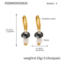 18K Gold-Plated Resin Mushroom Charm Earrings