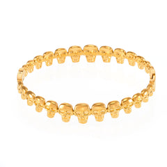 18K Gold-Plated Skull Detail Bangle Bracelet