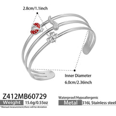 18K Gold-Plated Star, Crescent or Pepper Open Cuff