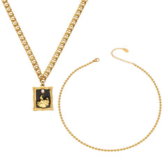 18K Gold-Plated Layered Enamel Tag Necklace