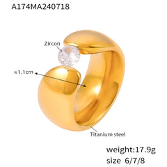 18K Gold-Plated Clear Stone Open Ring