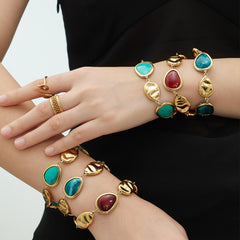 18K Gold-Plated Resin Teardrop Station Bracelet