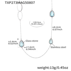 Faceted Glass Long Link Necklace