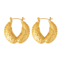 18K Gold-Plated Feather Wing Hoop Earrings