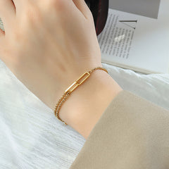18K Gold-Plated Double-Line Open Link Bracelet