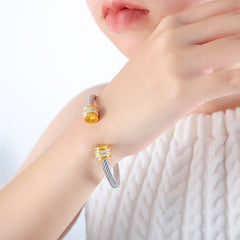 Colored Cubic Zirconia Cable Cuff Bracelet