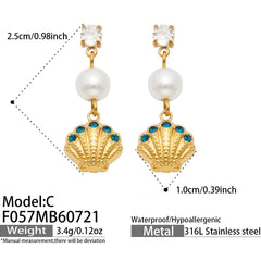 18K Gold-Plated Ocean Charm Drop Earrings