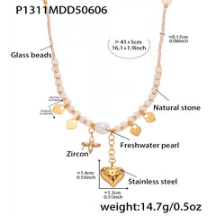 Freshwater Pearl Heart Charm Necklace