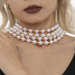 Pearl-Look Beaded Collar Necklace